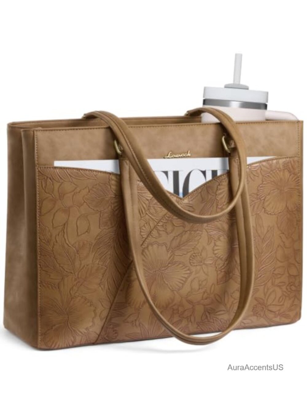 LOVEVOOK 15.6 Inch Laptop Tote Bag Faux Leather Work Briefcase
